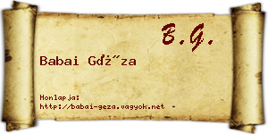 Babai Géza névjegykártya