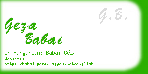 geza babai business card